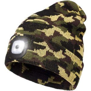 LED Beanie with Light,Unisex USB Rechargeable Hands Free 4 LED Headlamp Cap